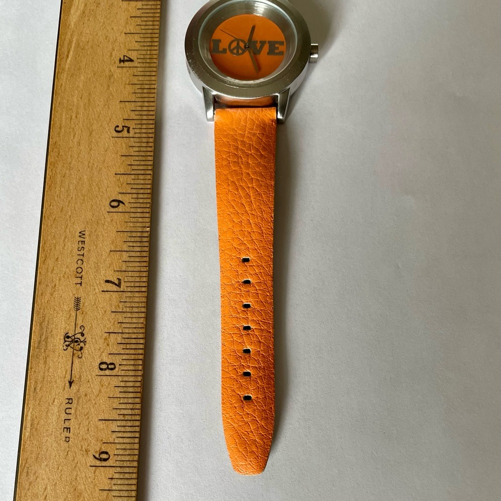 Vintage 1990s NWOT Orange Lucky Brand LOVE Watch with Leather Band - Picture 9 of 10